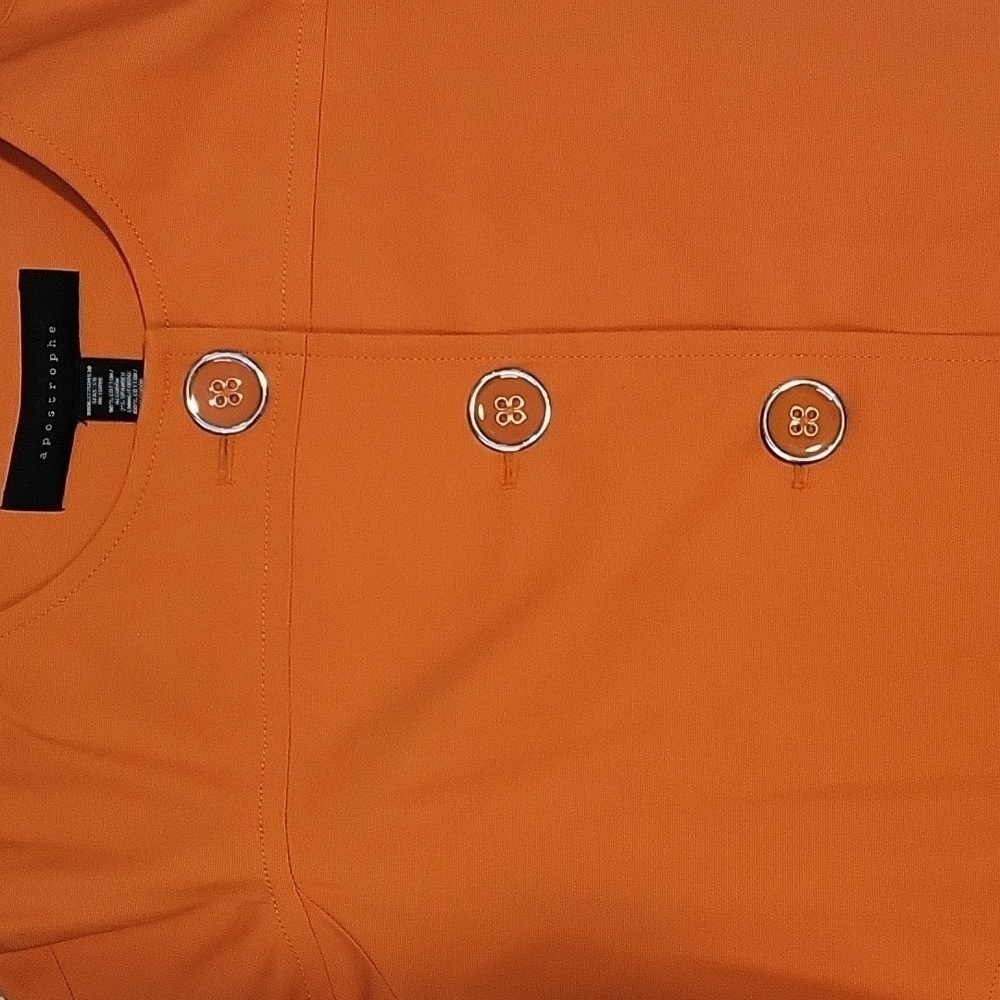 Apostrophe Orange Three Button Lined Short Sleeve… - image 3